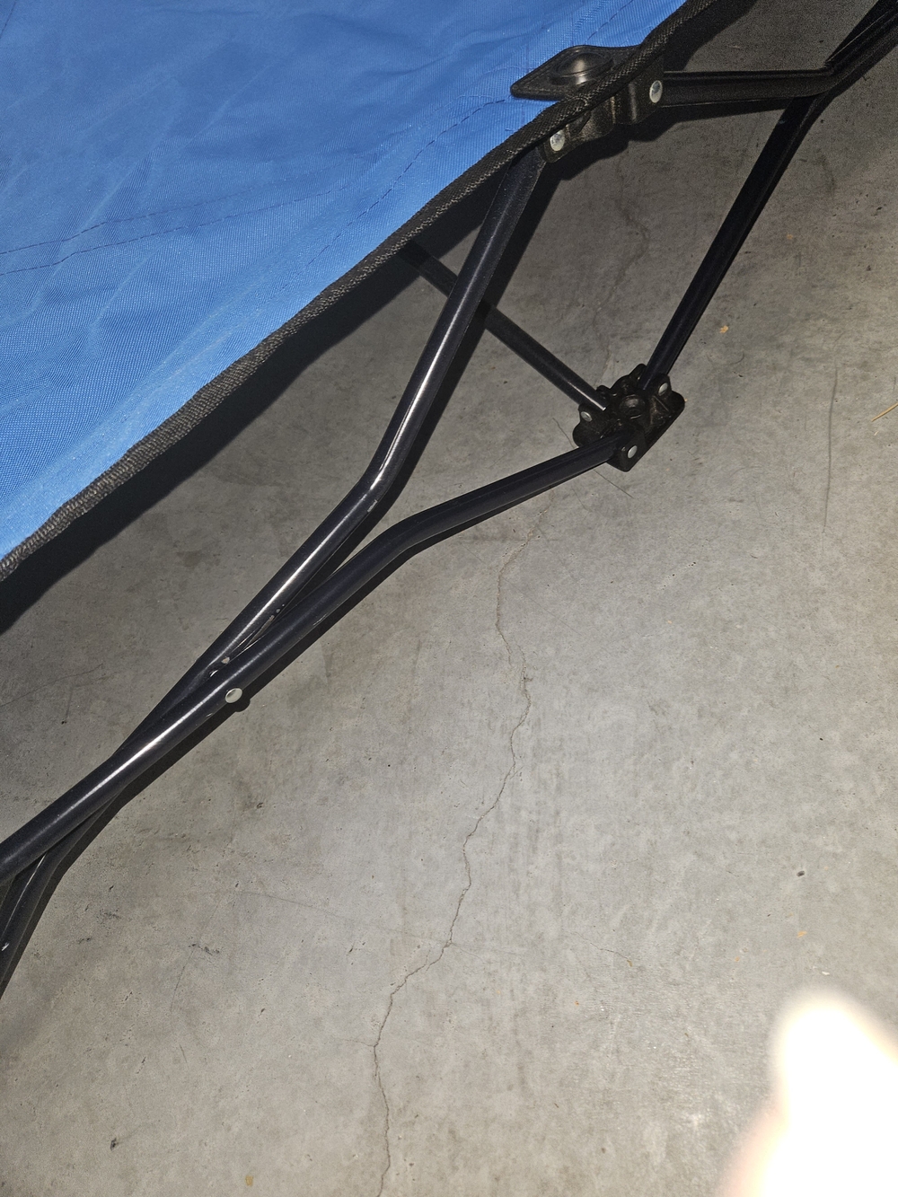 Blue Folding Kids Camp Cot with Black Frame